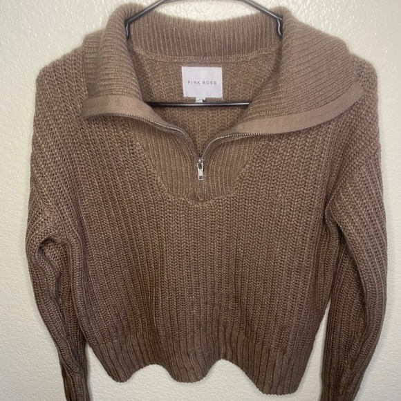 Pink Rose Half Zip Sweater - Picture 3 of 4